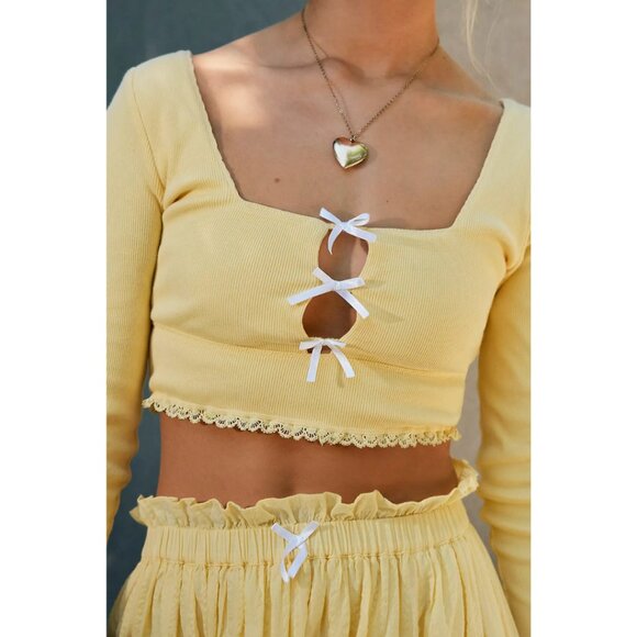 Free People Dancing Queen Set in Mellow Yellow - Picture 3 of 11